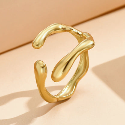 Baroque Style Stainless Steel Female Irregular Rings