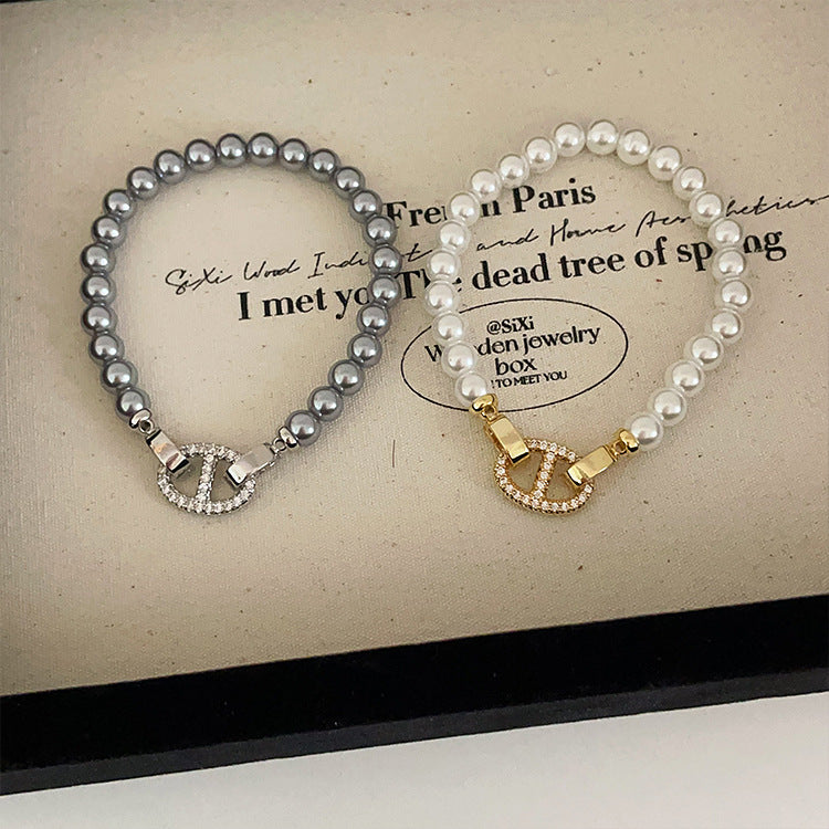 Women's French Style Vintage Pearl Pig Nose Niche Design Bracelets