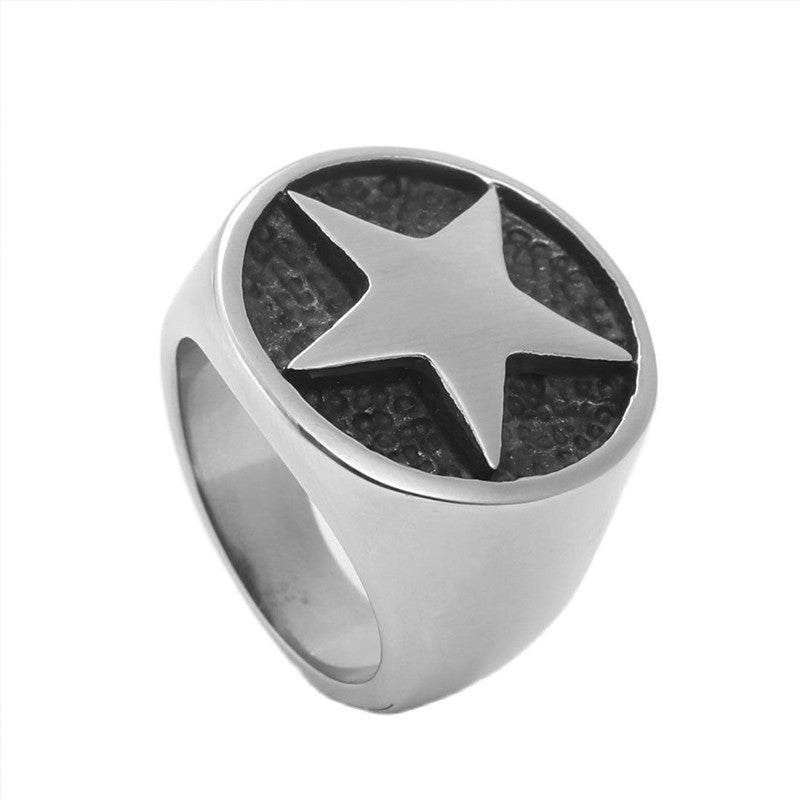 Men's Ornament Titanium Steel Pentagram Retro Trendy Rings