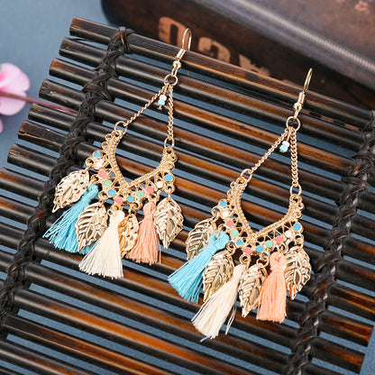 Tassel Leaves Hand-made Your Daisy Ornament Earrings