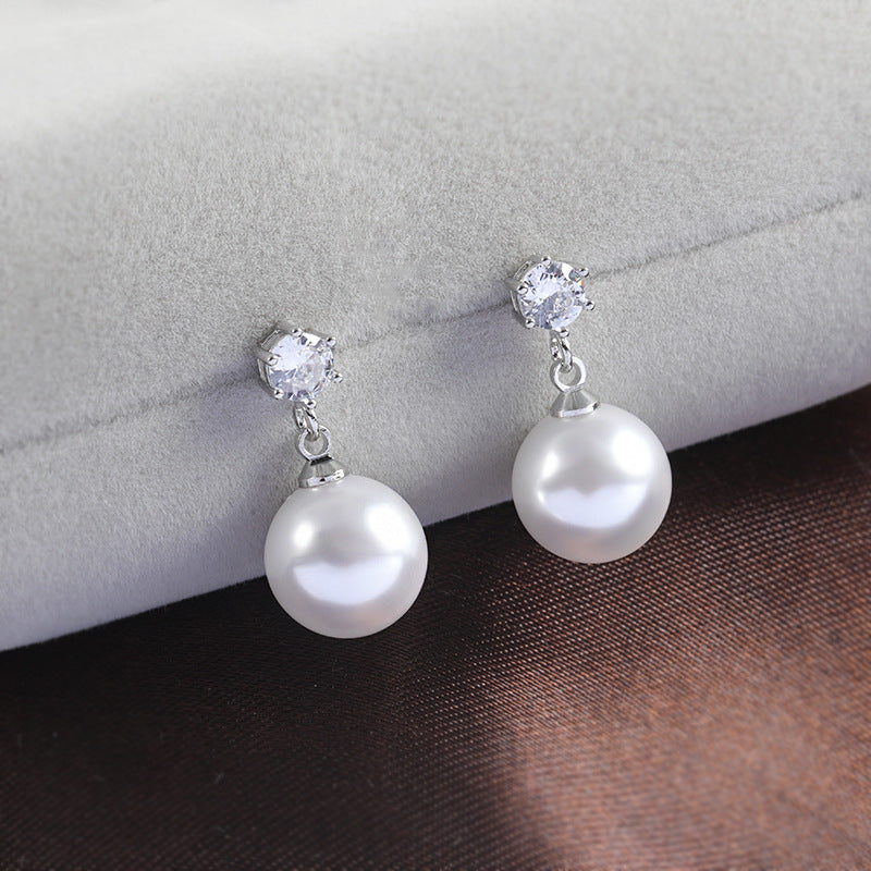 Style Ball Sier Simple Pearl Frosty Elegant Earrings