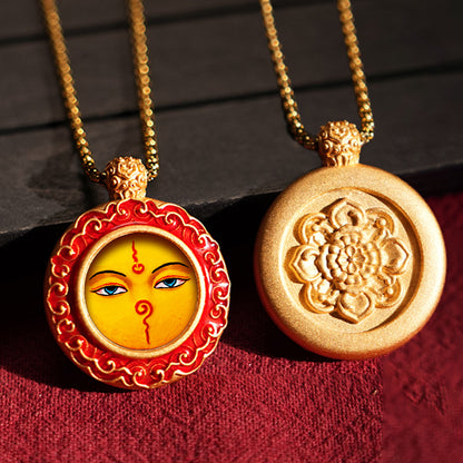 Three-dimensional Tibetan Style Fifth Master Brass Painted Wipe Pendants