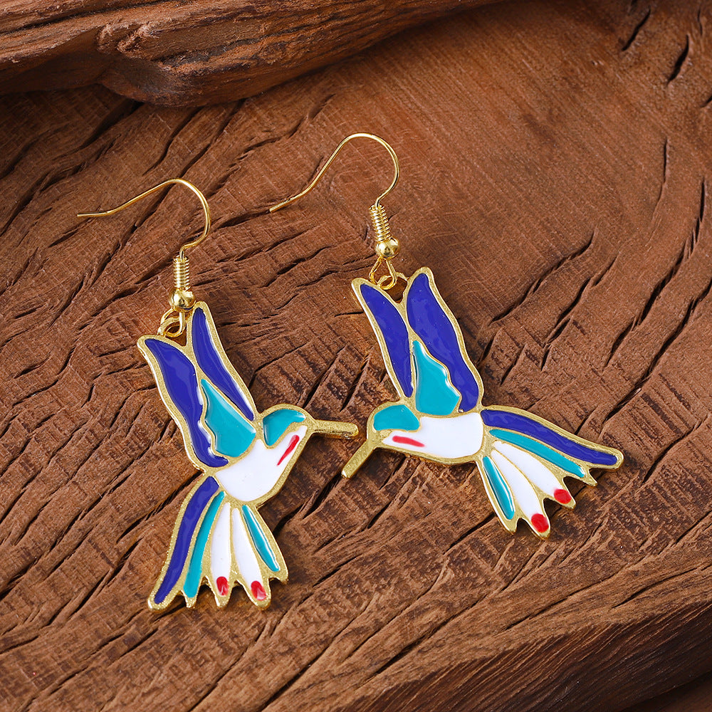 Women's Design Vintage Hummingbird Small Exquisite Versatile Flying Earrings