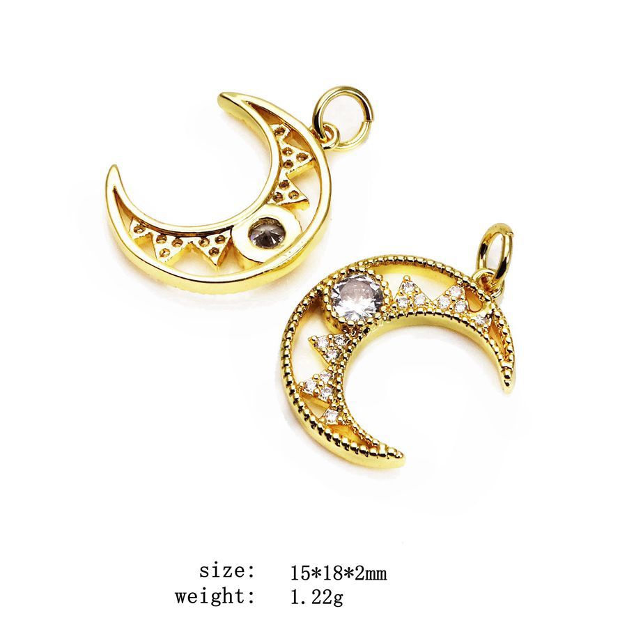 Micro Inlaid Zircon Small Palm Moon Pendants