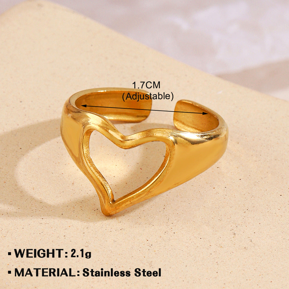 Women's Fashionable Elegant Stainless Steel Love Heart-shaped Rings