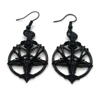 Skull Sheep Head Ear Hooks Magic God Pan Round Earrings