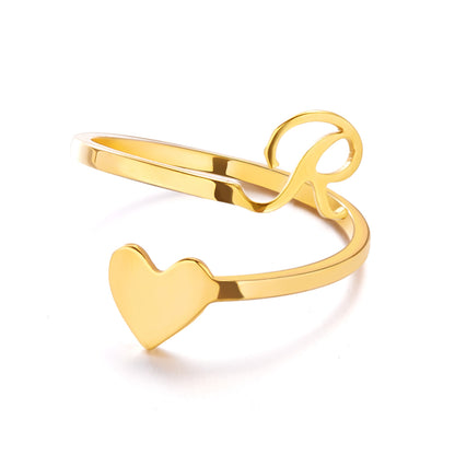 Popular Stylish Simple Letter Stainless Steel Open Three-dimensional Love Rings