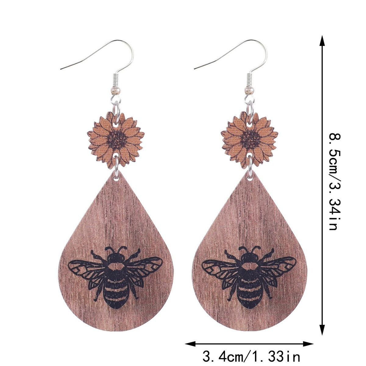 Western Style Farm Series Sunflower Bee Earrings