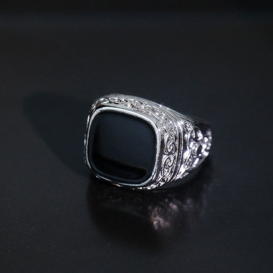 Men's Personality Fashion Shiny Surface Black Drip Rings