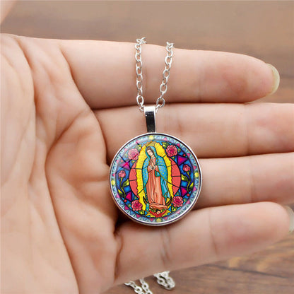 Women's Jesus Time Gem Cabochon Vintage Sweater Necklaces