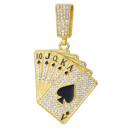 Men's Link Chain Full Diamond Poker Fashion Pendants