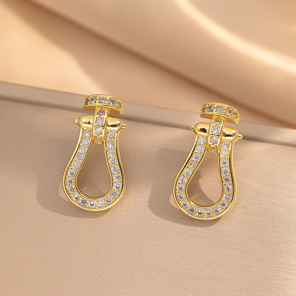 Fashionable Clover Zircon Flower Love Bear Ear Earrings