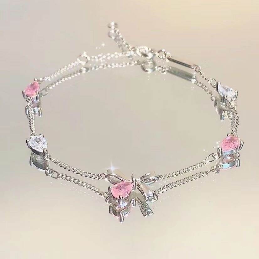 Hand Accessory Niche Temperament Pink Zircon Bracelets