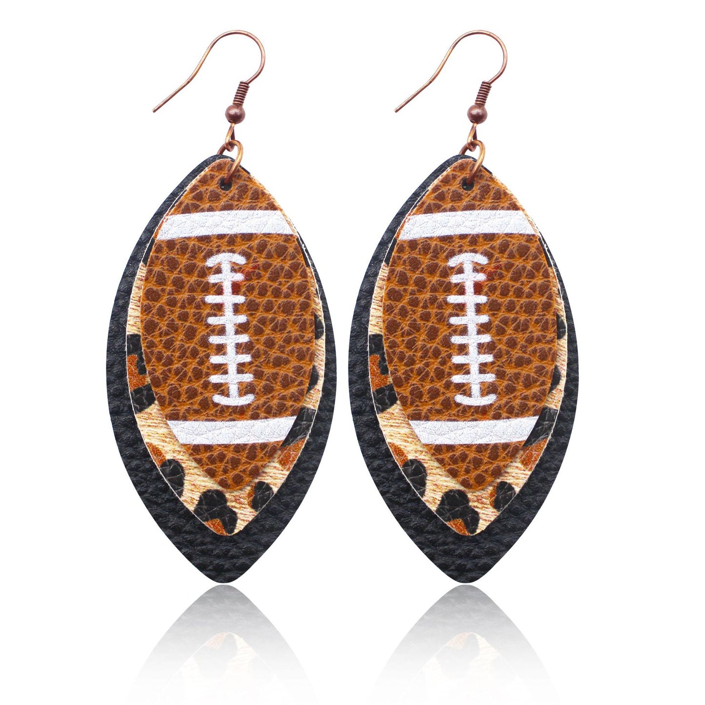 Sports Style Rugby Brown Leopard Print Earrings