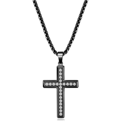 Casual Diamond Cross Simple Stainless Steel Necklaces