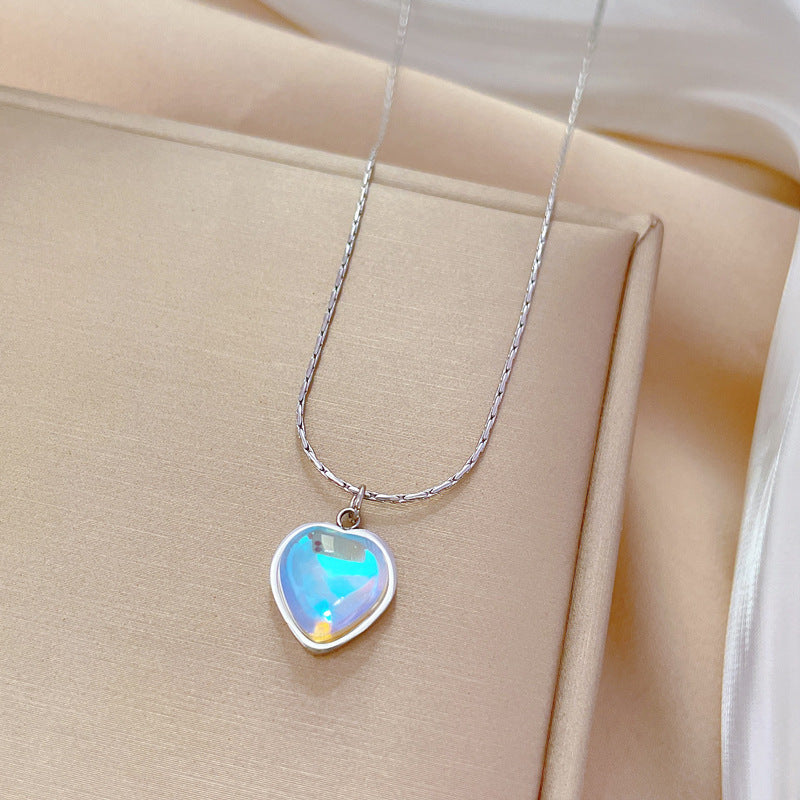 Colorful Peach Heart Minimalist Furnace Real Gold Female Clavicle Necklaces