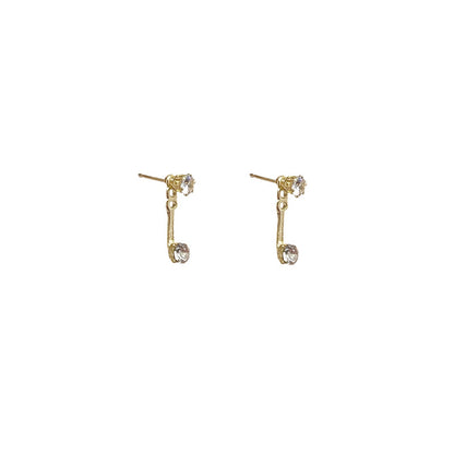 Zircon Hanging On Back Of Ear Pearl Light Earrings