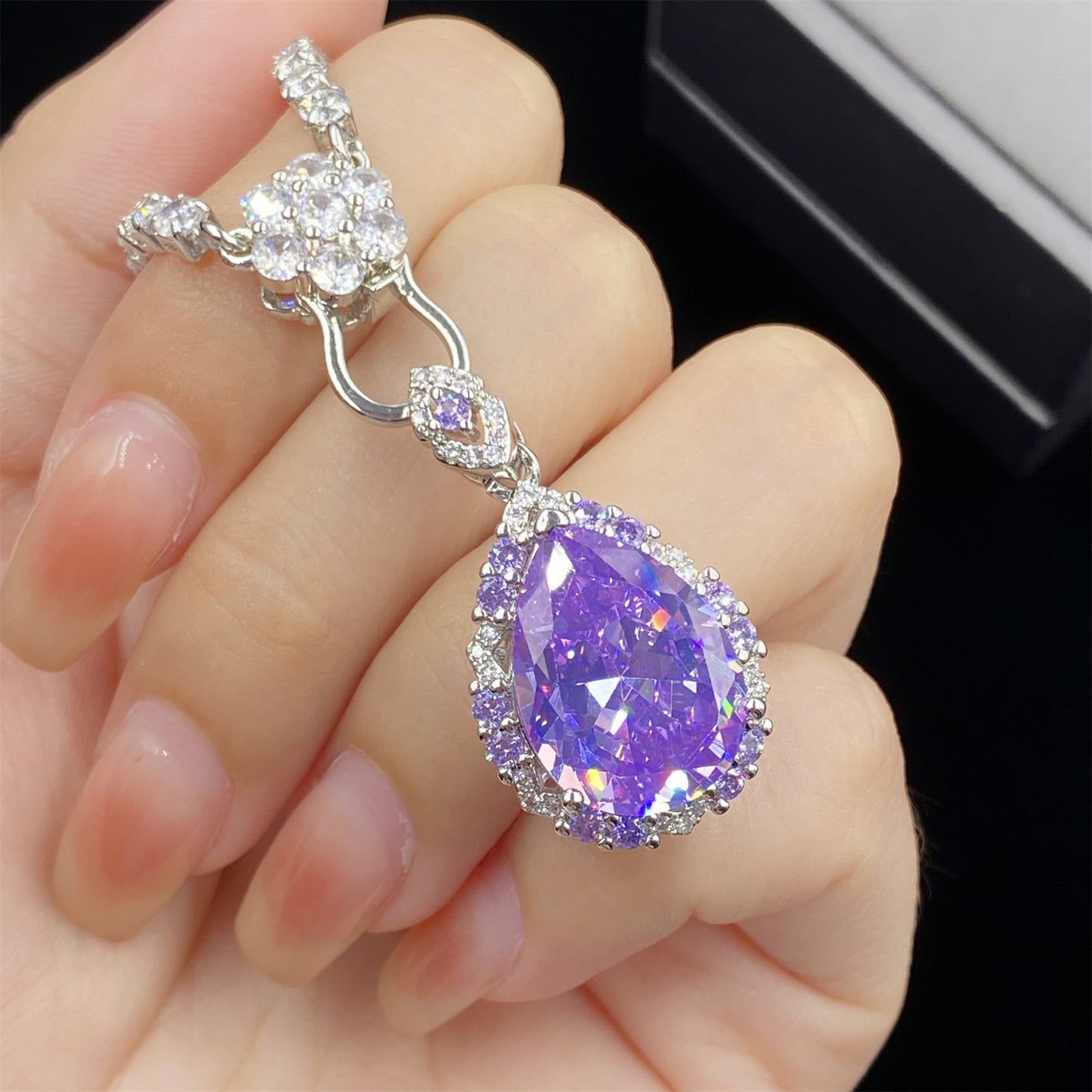 Flash Ice Zircon Simulation Amethyst Full Pendants