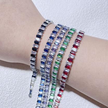 Colorful Zircon Rectangular Full Diamond Tennis Bracelets