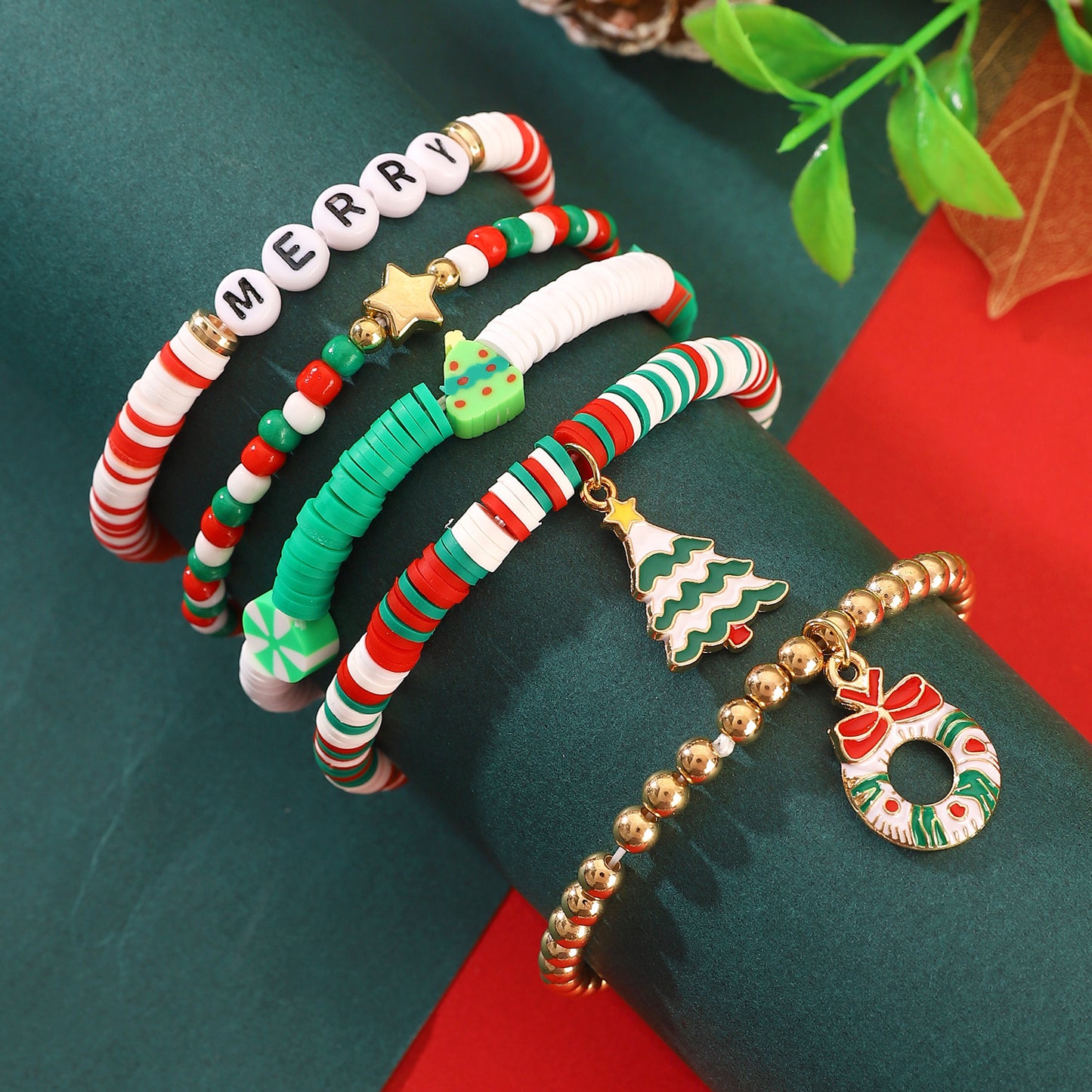 Christmas Suit Beaded Letters Santa Claus Bracelets