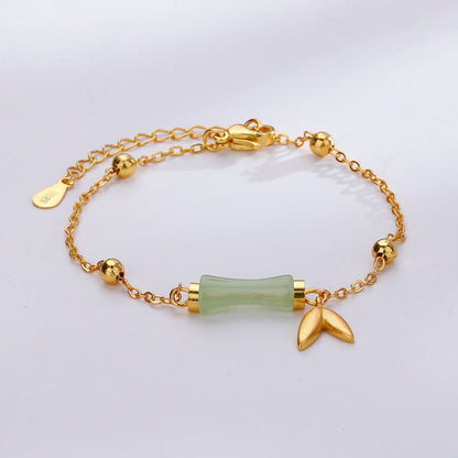 Copper Coin Imitation Jade Lucky Chinese Bracelets