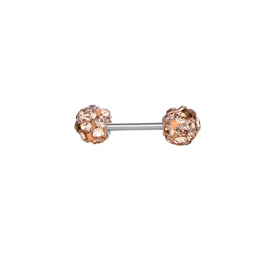 Full Diamond Dumbbell Fully Jeweled Ball Earrings