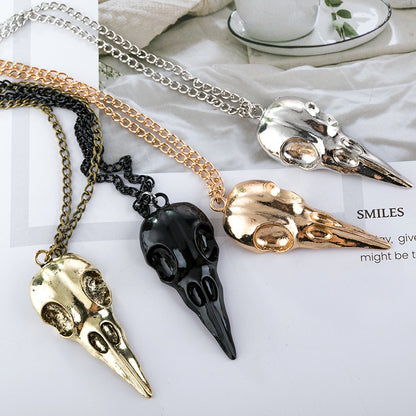 Dark Punk Three-dimensional Metal Crow Skull Pendants