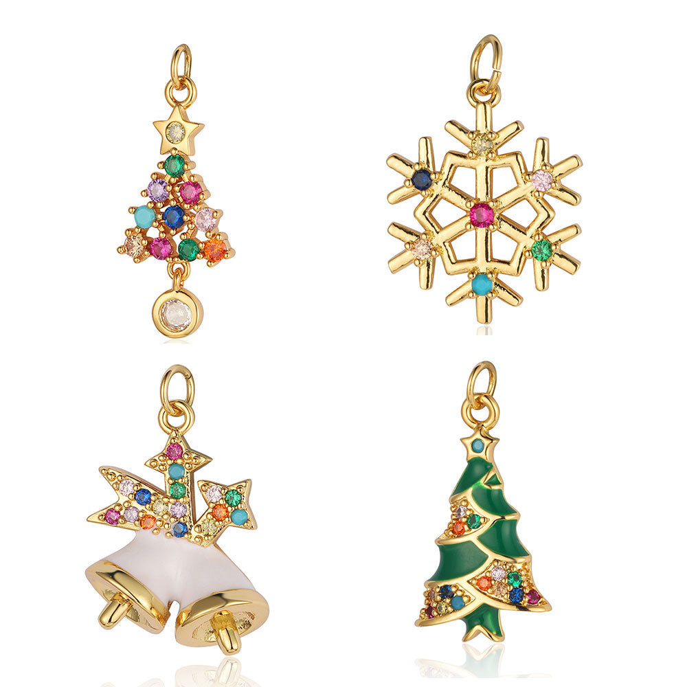 Copper Zircon Snowflake Gift Ornament Accessories Pendants