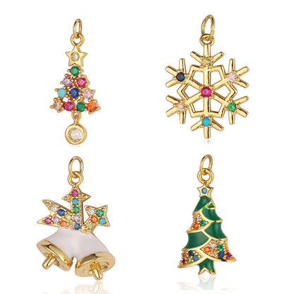 Copper Zircon Snowflake Gift Ornament Accessories Pendants