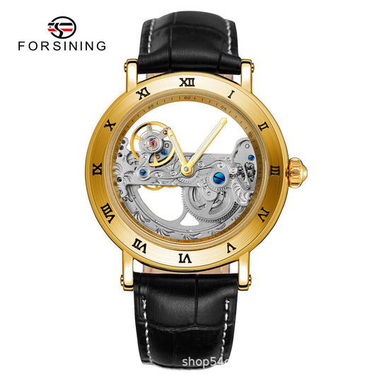 Men's Hollow Automatic Watch Carved Movement Roman Mechanical Watches