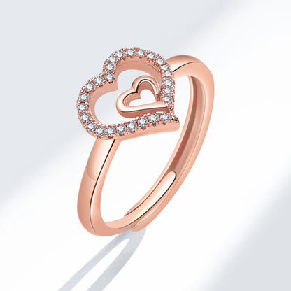 Women's Heart Shape With Diamond Heart-to-heart Wedding Rings