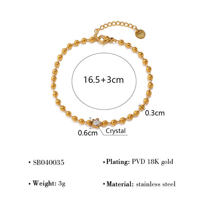 Women's Small Gold Bead Chain Suit Stainless Steel Simple Bracelets