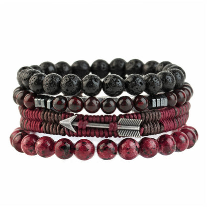 Ornament Woven Tigereye Volcanic Rock Cowhide Bracelets