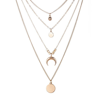 Women's Bohemian Style Moon Gold Color Sier Necklaces