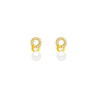 Luxury Small Double Pearl Female Temperament Buckle Earrings