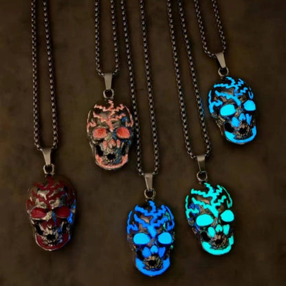 Men's Glowing Skull Long Hip Hop Noctilucent Pendants