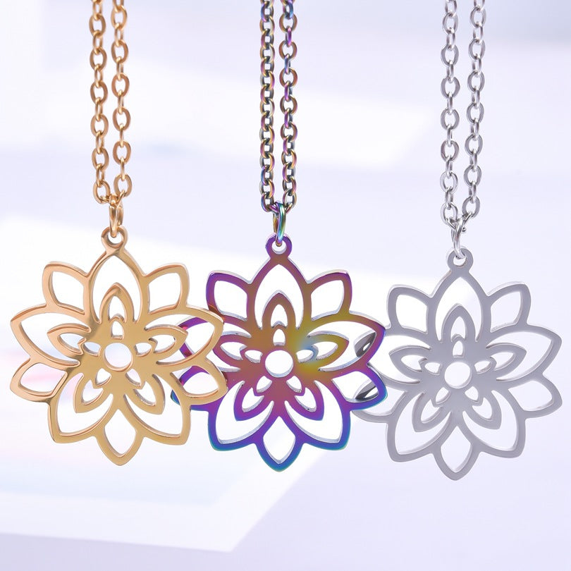 Lotus Ornament Accessories Colorful Steel Stainless Pendants