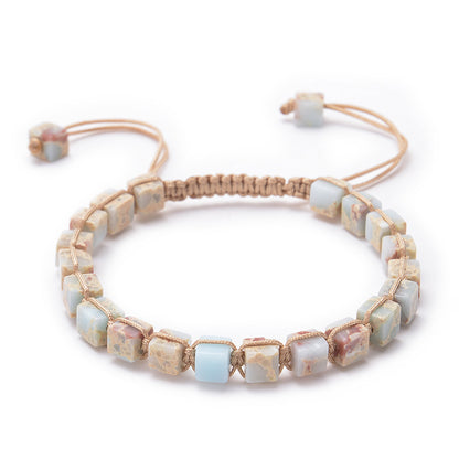 Square Emperor Stone Woven Colorful Natural Female Bracelets