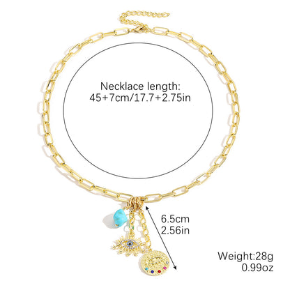 Ornament Eight Awn Star Crystal Love Devil Eye Necklaces