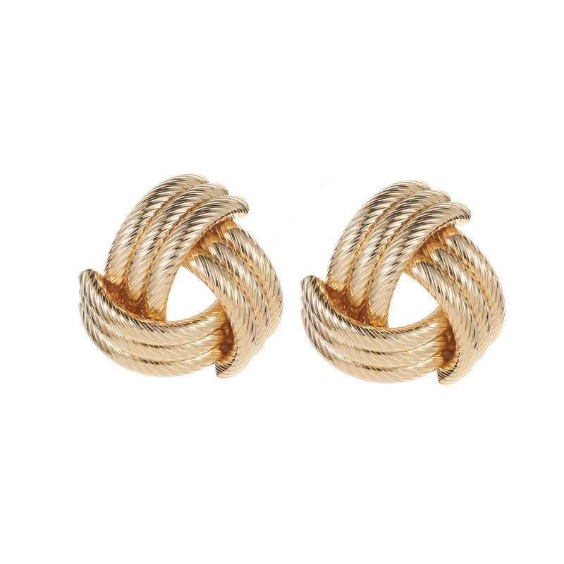 Exaggerated Geometry Female Style Alloy Winding Earrings