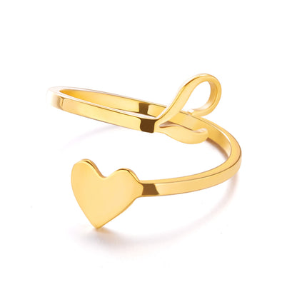 Popular Stylish Simple Letter Stainless Steel Open Three-dimensional Love Rings