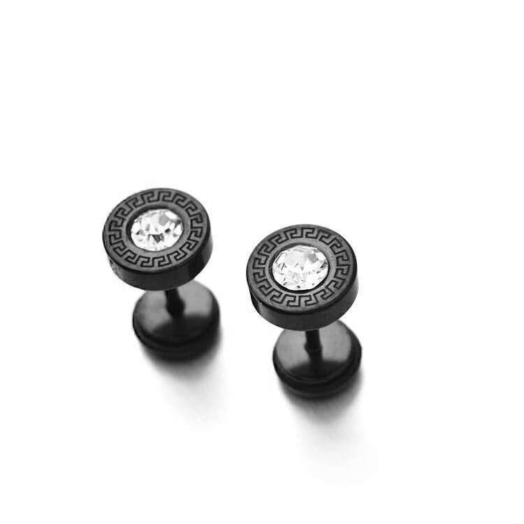 National Style Fashion Retro Round Great Wall Pattern Diamond Earrings