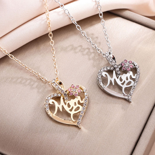 Love Heart Flowers Rhinestone Zircon Simple Necklaces