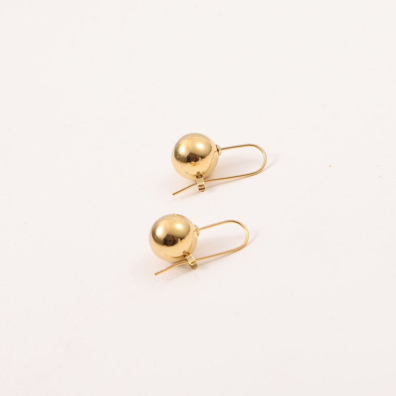 Hollow Ball With Hooks Titanium Steel Earrings