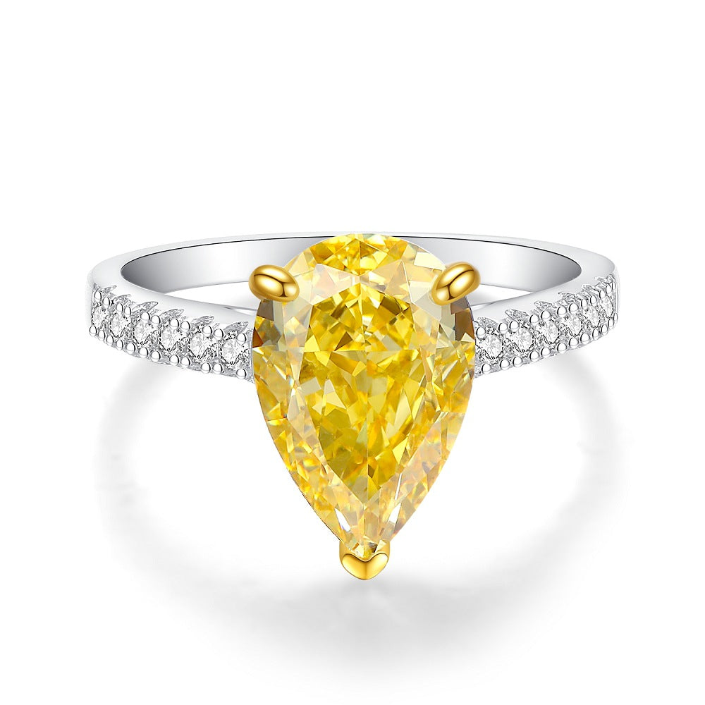 Sterling Sier Yellow Diamond Female Ice Rings