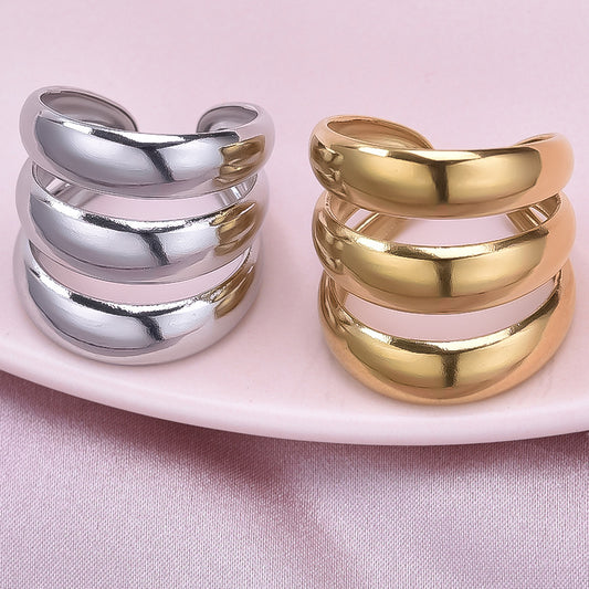 Women's Steel Trendy Personality Curved Line Design Rings