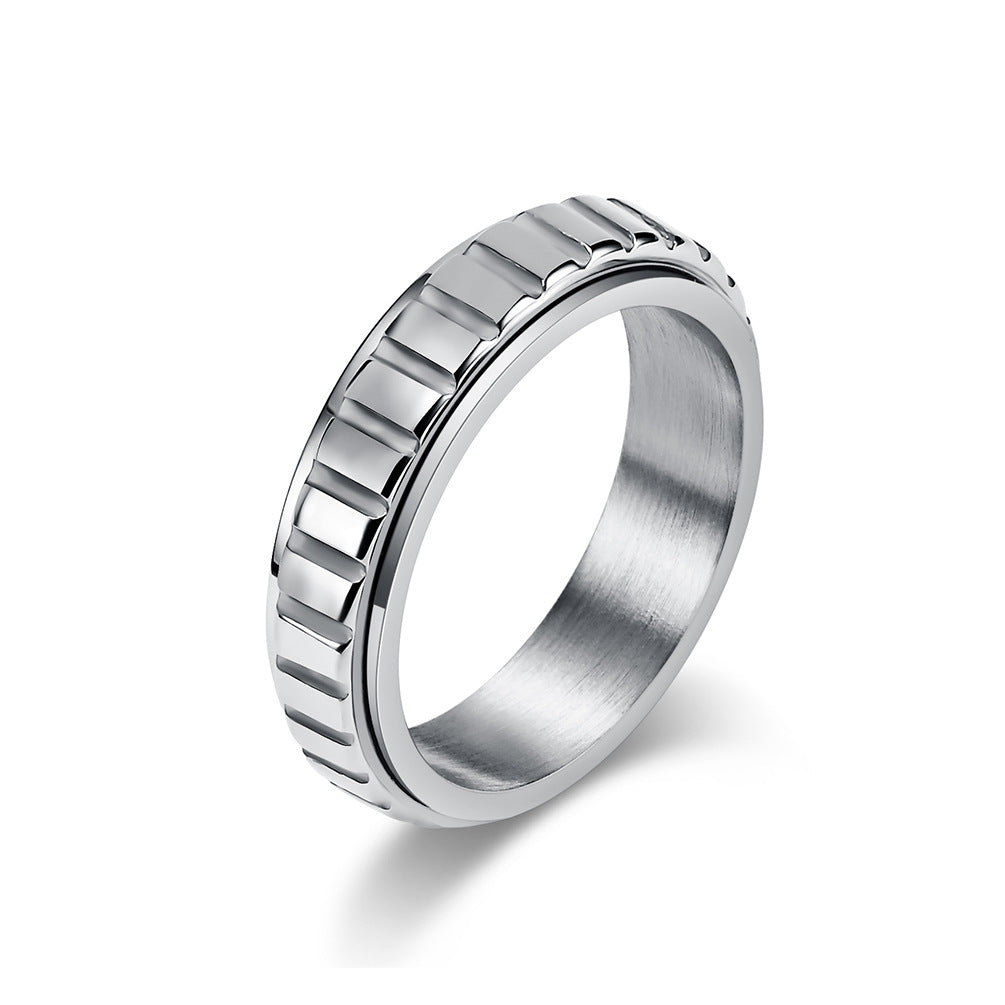 Women's & Men's Unisex Style Rotatable Lattice Titanium Steel Cold Rings