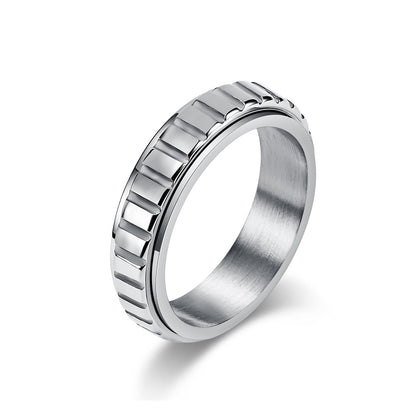 Women's & Men's Unisex Style Rotatable Lattice Titanium Steel Cold Rings