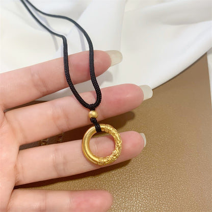 Gold Heritage Auspicious Cloud Black Rope Necklaces