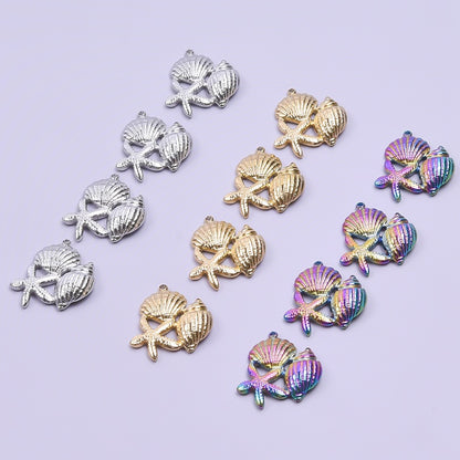 Stainless Steel Accessories Golden Starfish Conch Titanium Pendants